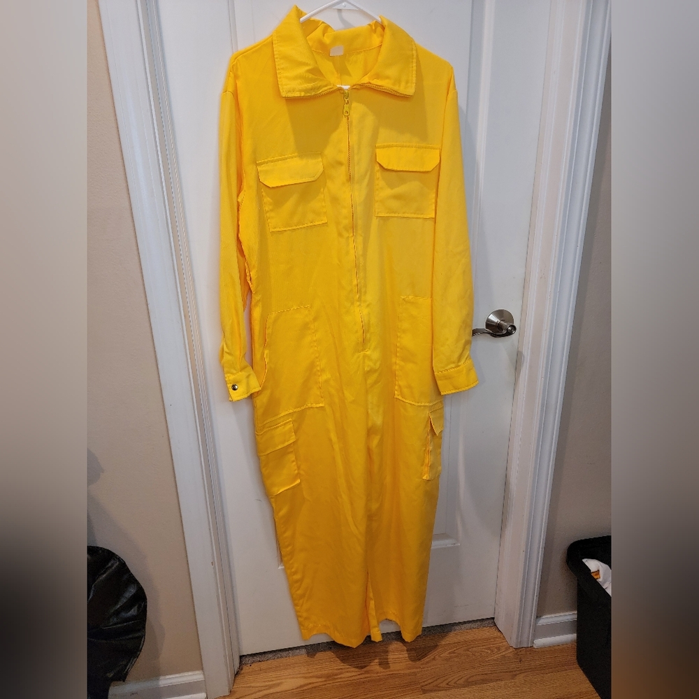 Yellow Jumpsuit/Coveralls Costume With Pockets Size L/XL April O'Neil TMNT